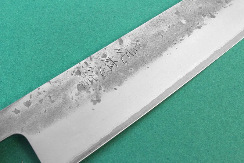 Couteau sujihiki japonais artisanal Wusaki Nakata BS2 24cm manche en noyer