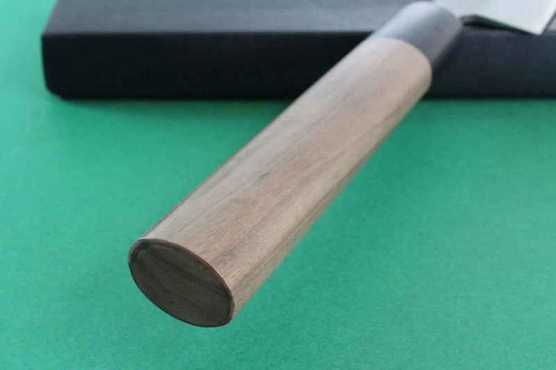 Couteau sujihiki japonais artisanal Wusaki Nakata BS2 24cm manche en noyer