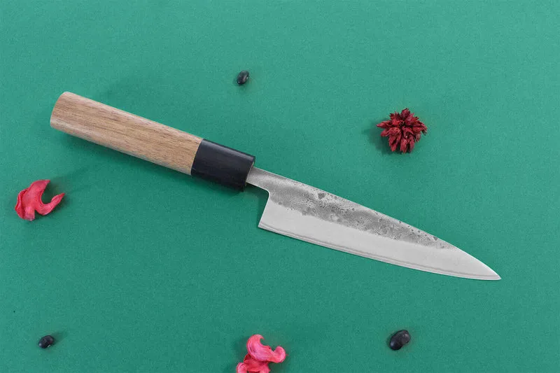 Couteau universel japonais artisanal Wusaki Nakata BS2 13.5cm manche en noyer