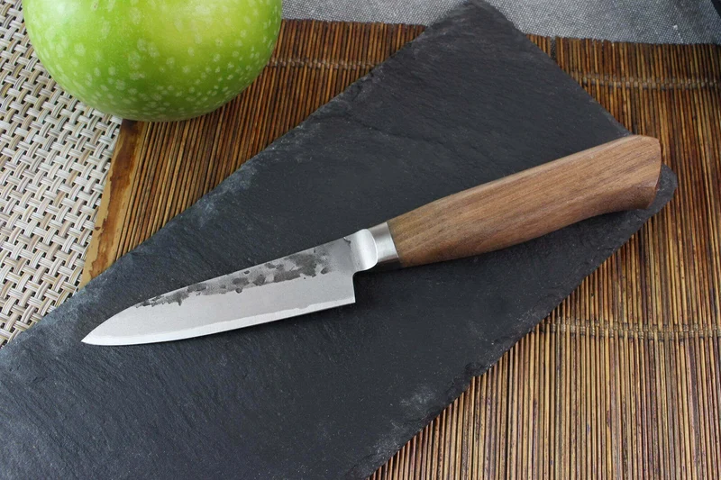 Couteau d'office japonais artisanal Wusaki Nogami BS2 9cm manche en noyer