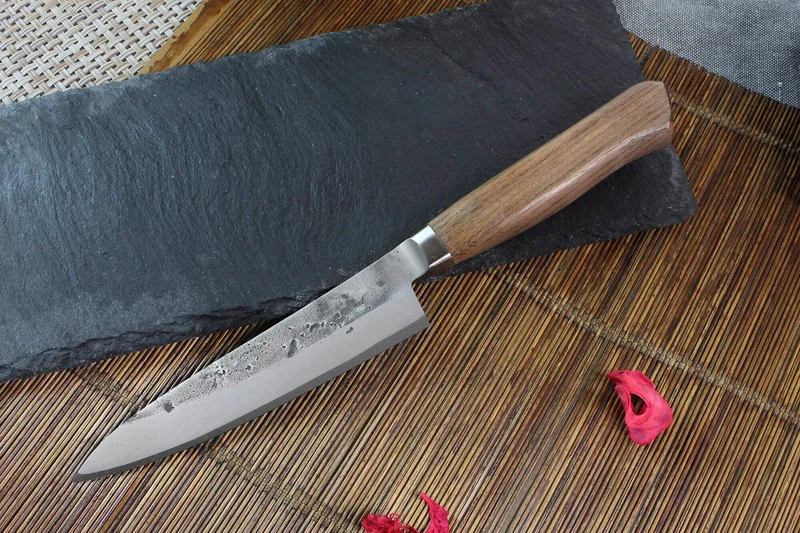 Couteau universel japonais artisanal Wusaki Nogami BS2 12.5cm manche en noyer