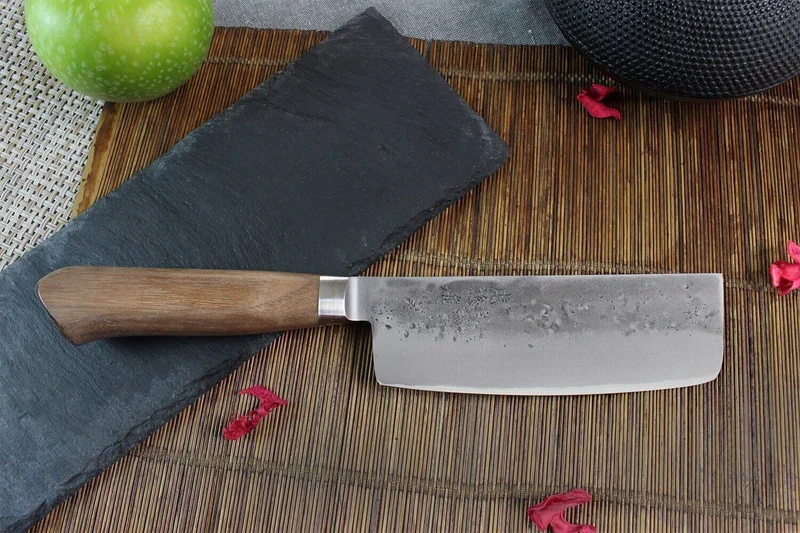 Couteau nakiri japonais artisanal Wusaki Nogami BS2 15cm manche en noyer
