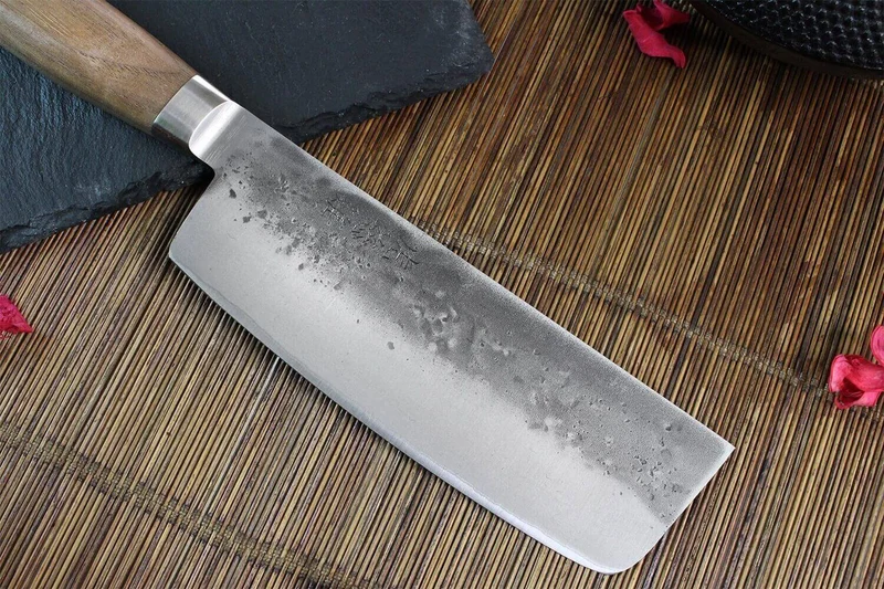 Couteau nakiri japonais artisanal Wusaki Nogami BS2 15cm manche en noyer