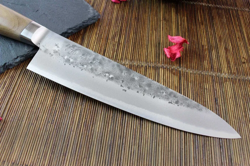 Couteau de chef japonais artisanal Wusaki Nogami BS2 18cm manche noyer
