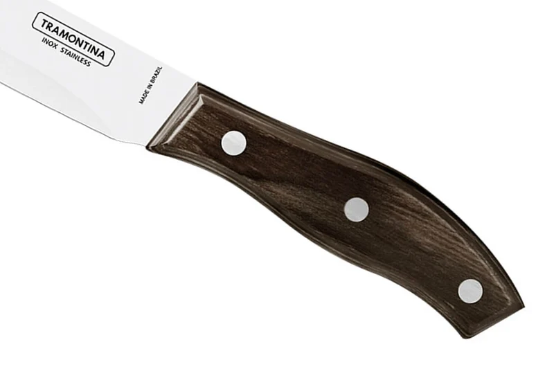 Set de 12 couteaux à steak Tramontina Jumbo lame 13cm manche bois marron