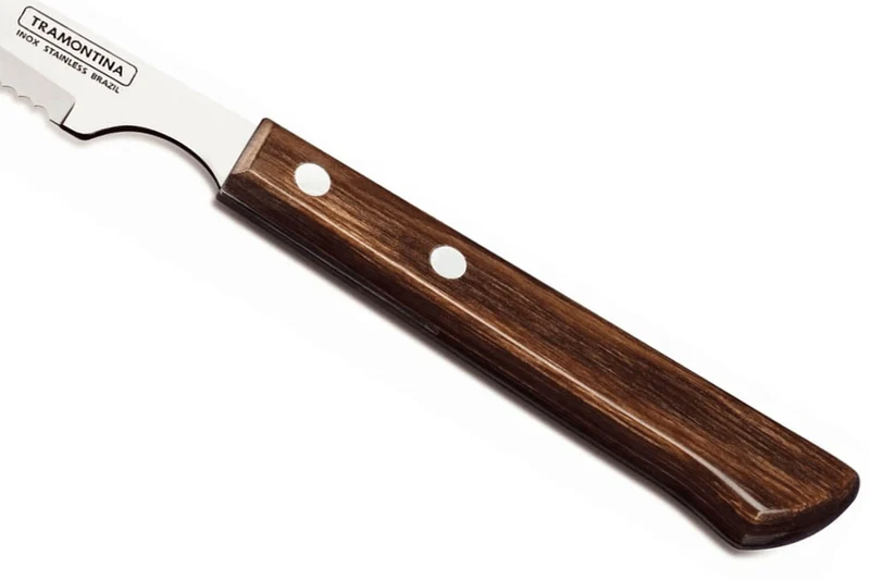 Set de 12 couteaux à steak Tramontina lame crantée 10cm manche marron