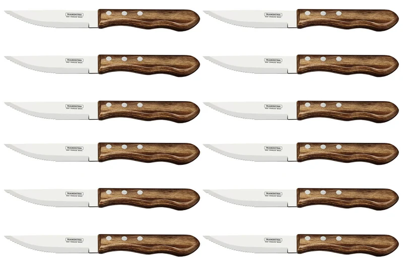Set de 12 couteaux à steak Tramontina Jumbo lame 13cm manche marron
