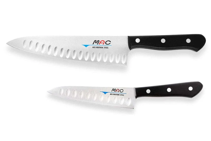 Coffret 2 couteaux japonais MAC Chef alvéolés : Universel 13cm + Chef 20cm