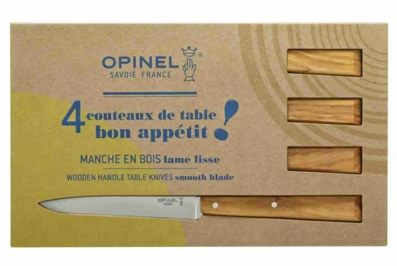 Coffret 4 couteaux Opinel Bon Appétit Sud 11cm inox manche olivier