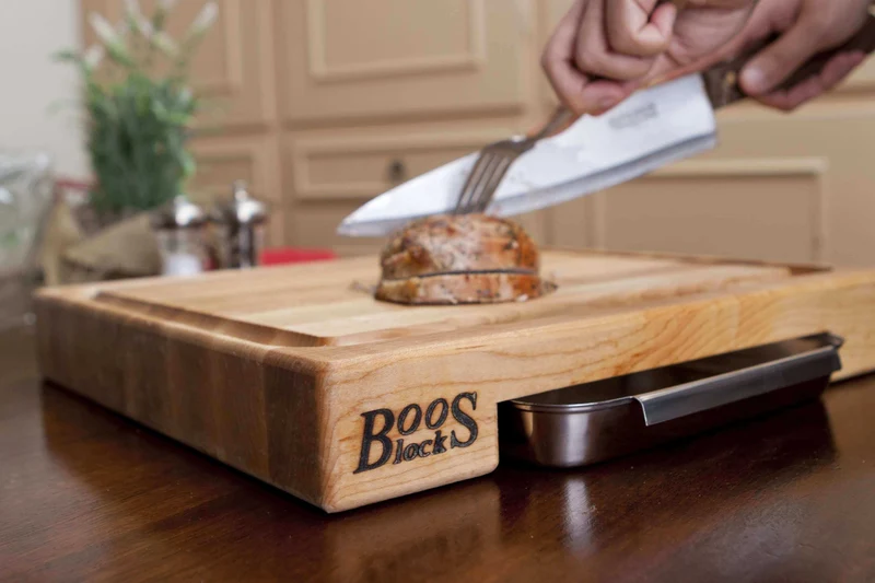 Planche Boos Blocks Prep Masters bois d'érable + plateau acier 61 x 46 x 6cm