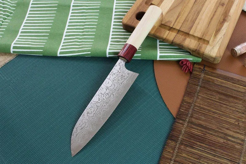 Couteau santoku japonais artisanal Masakage Kiri 16.5cm damas 49 couches
