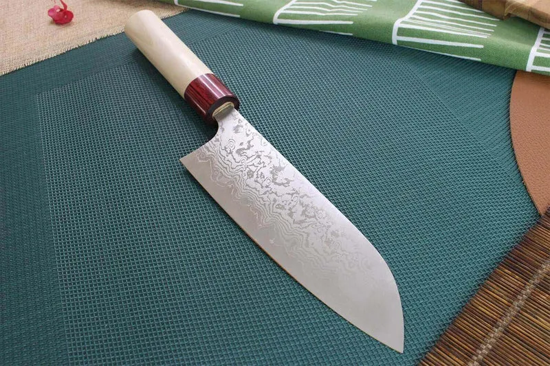 Couteau santoku japonais artisanal Masakage Kiri 16.5cm damas 49 couches