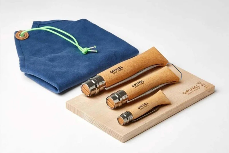 Kit 3 couteaux multifonctions Nomade Opinel acier inox manche hêtre