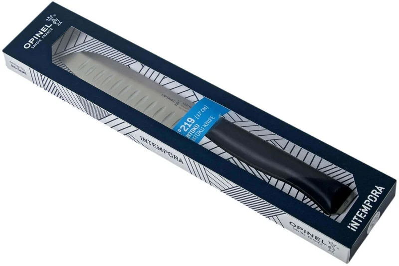 Couteau santoku Intempora Opinel n°219 lame 17cm manche bleu marine