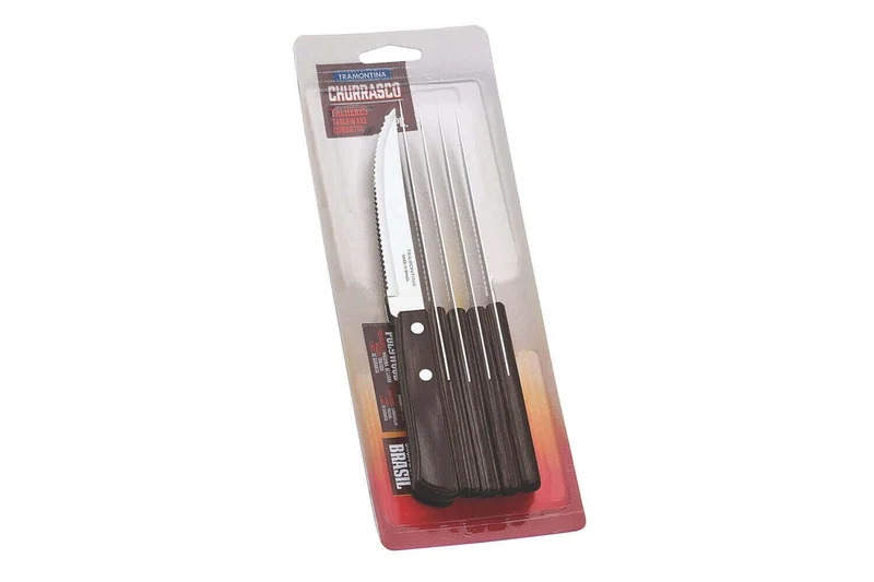 Set de 6 couteaux à steak Tramontina lame crantée 11cm manche marron