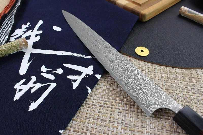 Couteau sujihiki japonais artisanal Masakage Kumo 27cm damas 63 couches
