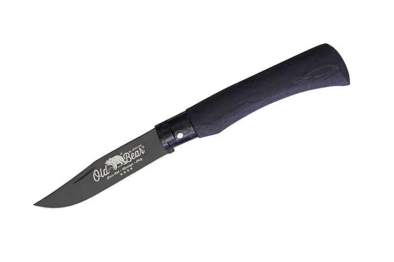 Couteau artisanal Old Bear Total Black virole noire manche bois d'ayous stratifié