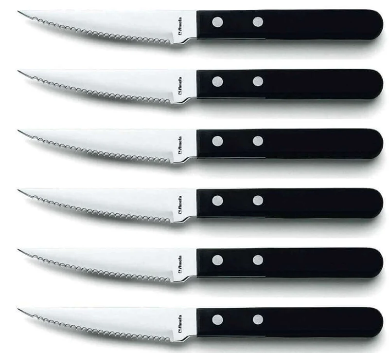 Coffret 6 couteaux à pizza Amefa inox et ABS noir
