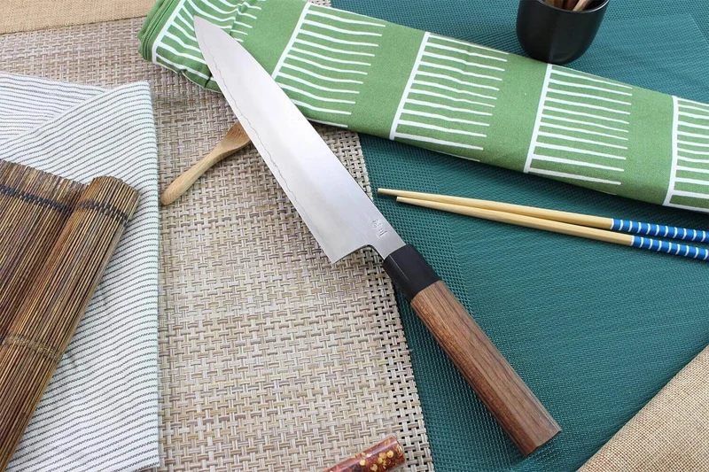Couteau de chef japonais artisanal Kagekiyo Kurumi Ginsan 24cm