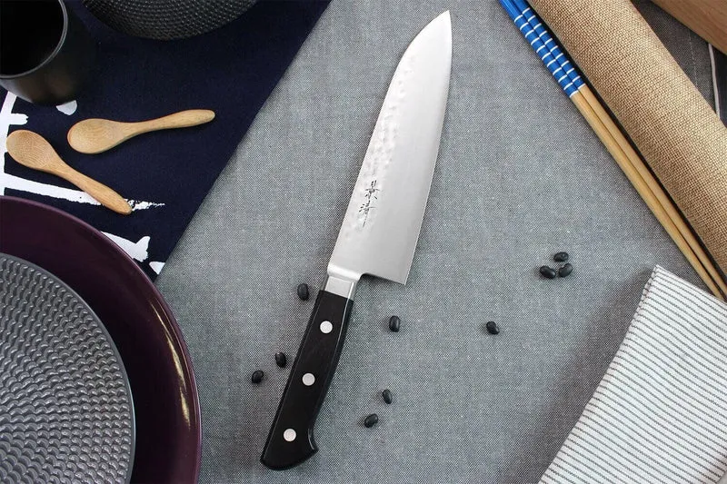 Couteau santoku japonais artisanal Kagekiyo Hammered 18cm