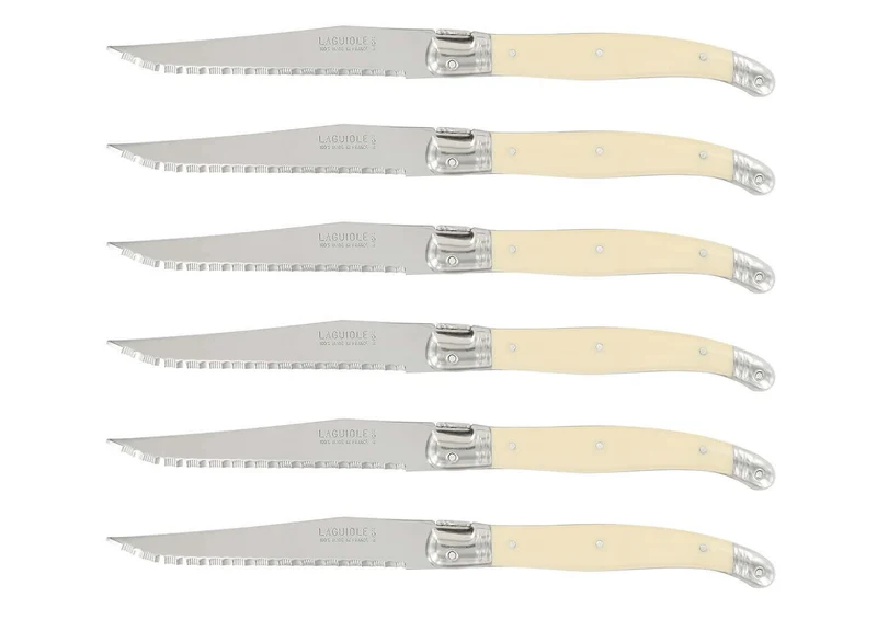 Bloc de 6 couteaux à steak microdentés Laguiole par André Verdier