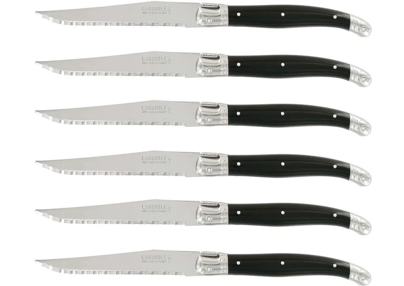 Bloc de 6 couteaux à steak microdentés Laguiole par André Verdier