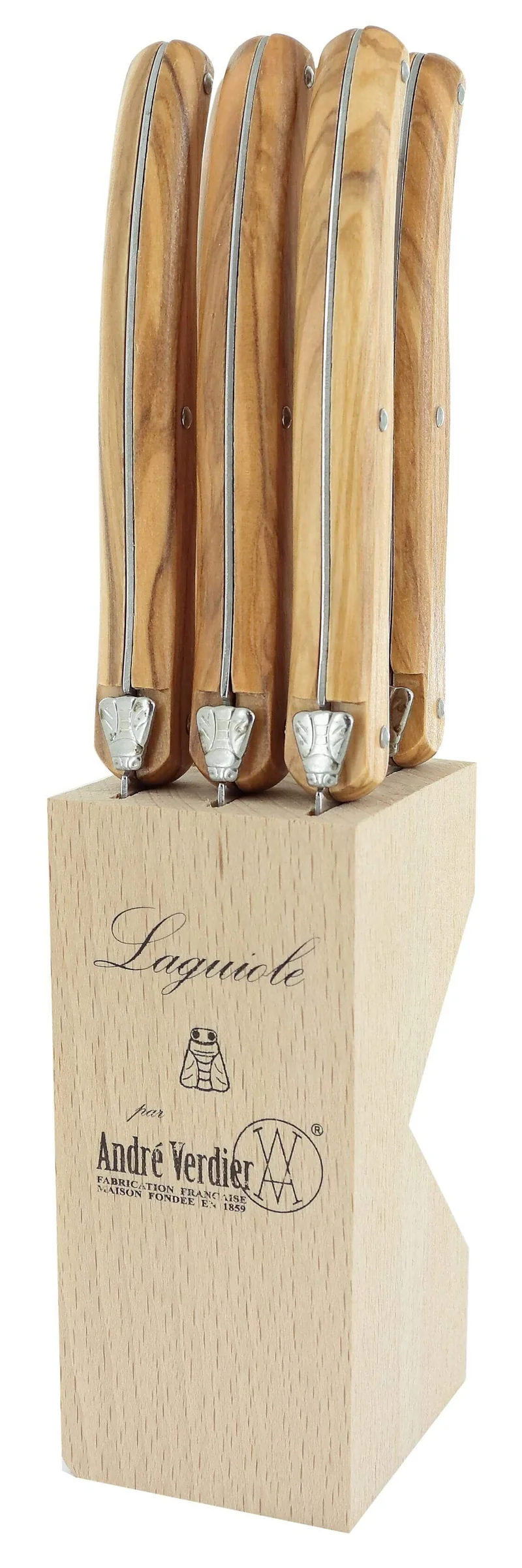 Bloc de 6 couteaux à steak microdentés Laguiole par André Verdier