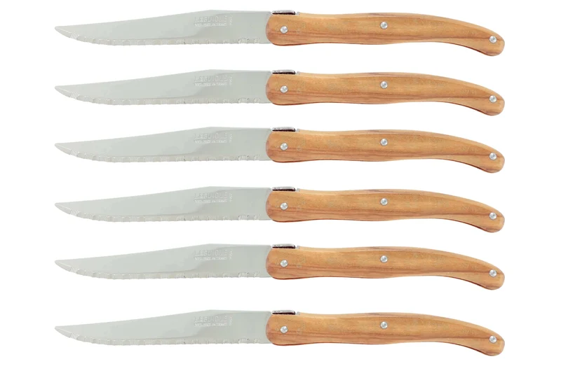 Bloc de 6 couteaux à steak microdentés Laguiole par André Verdier