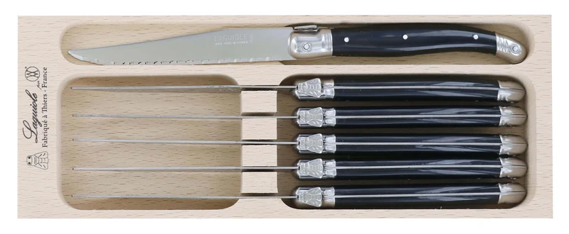 Coffret de 6 couteaux à steak microdentés Laguiole par André Verdier