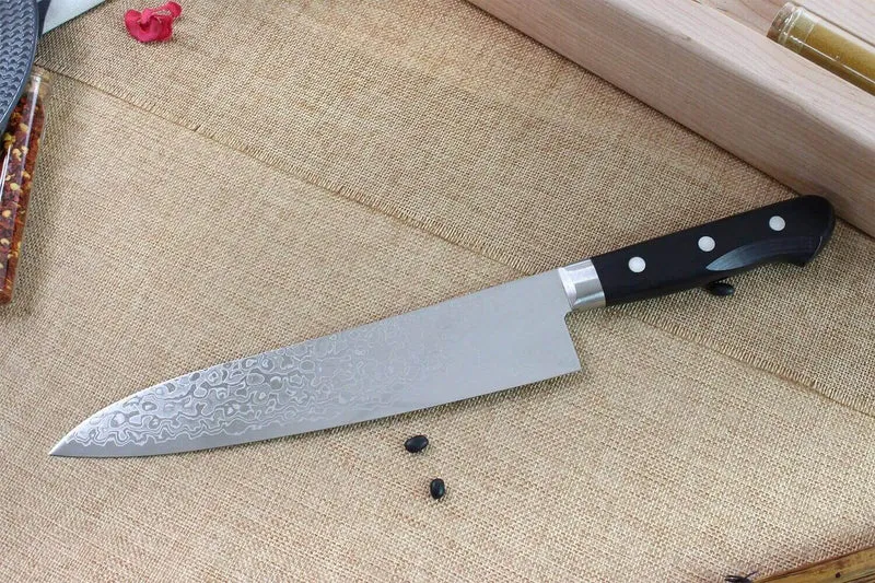 Couteau de chef japonais Tsunehisa VG10 Damascus 45 couches 21cm