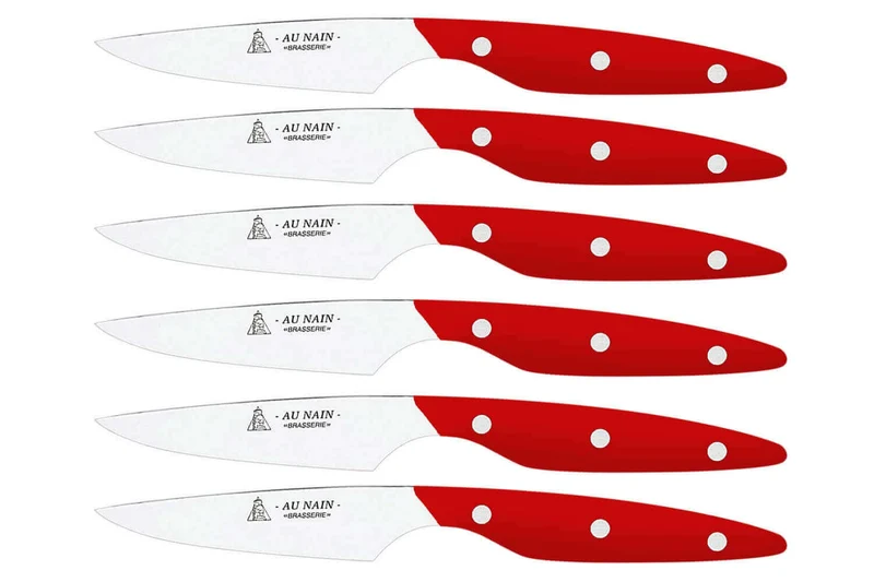 Coffret de 6 couteaux à steak Brasserie Au Nain rouge pastello lame lisse