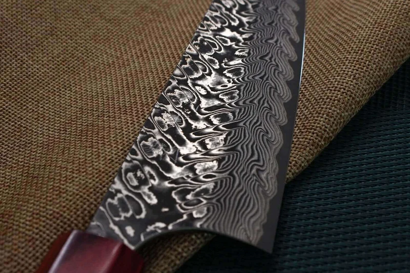 Couteau santoku japonais artisanal Yoshimi Kato 16.5cm SG2 Damascus