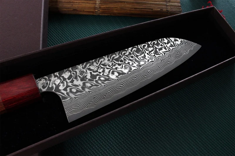 Couteau santoku japonais artisanal Yoshimi Kato 16.5cm SG2 Damascus
