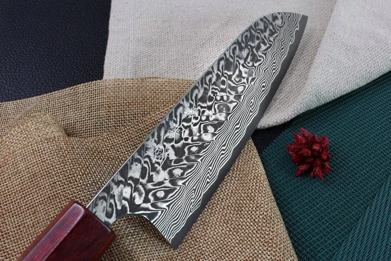 Couteau santoku japonais artisanal Yoshimi Kato 16.5cm SG2 Damascus