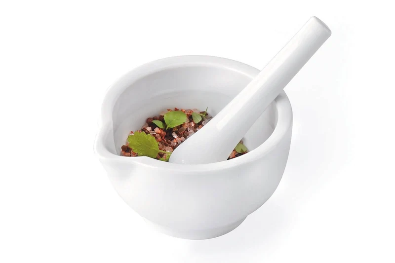 Mortier + pilon Gefu Macino en porcelaine blanche