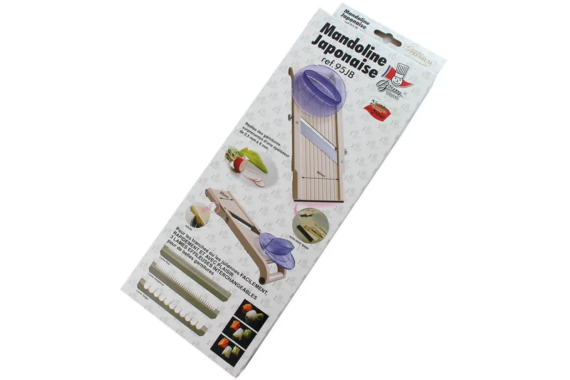 Mandoline japonaise professionnelle Benriner 3 lames + poussoir extra large
