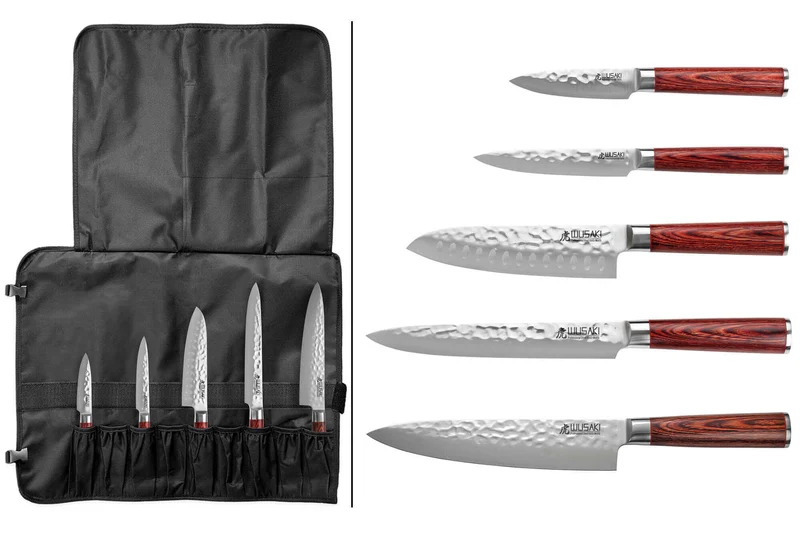 Mallette de 5 couteaux de cuisine Wusaki Pakka X50 manches pakkawood