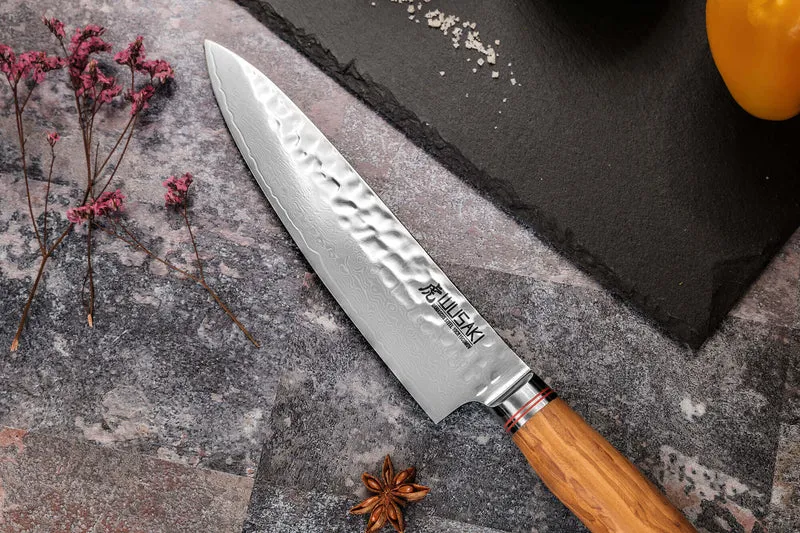 Mallette de 5 couteaux de cuisine Wusaki Damas 10Cr manches en olivier