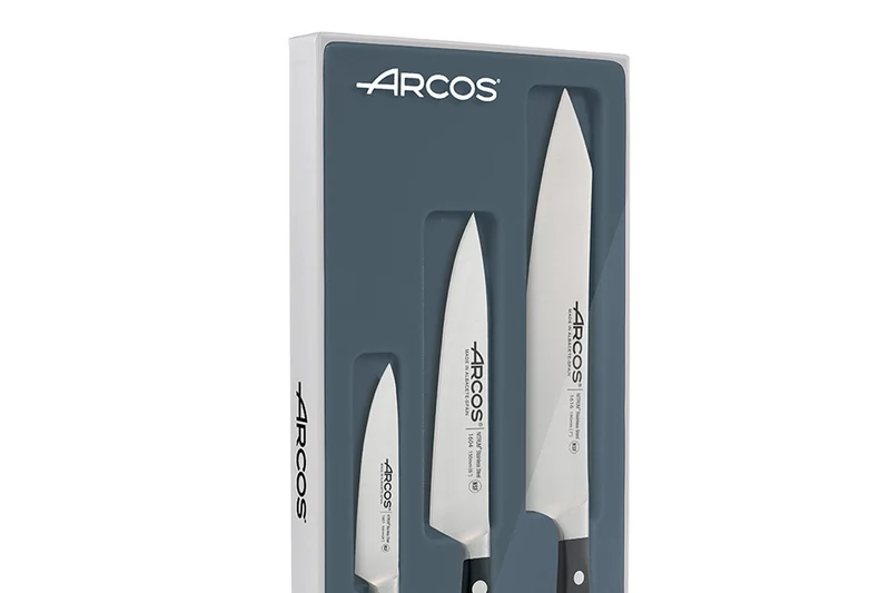 Coffret 3 couteaux forgés Arcos Manhattan tranchant extrême