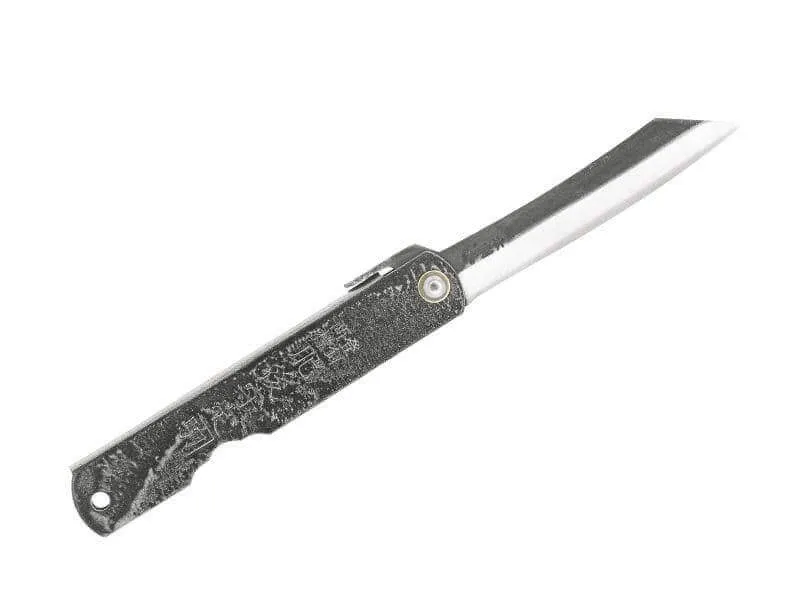 Couteau pliant Higonokami 2673 acier carbone manche gravé 10cm noir