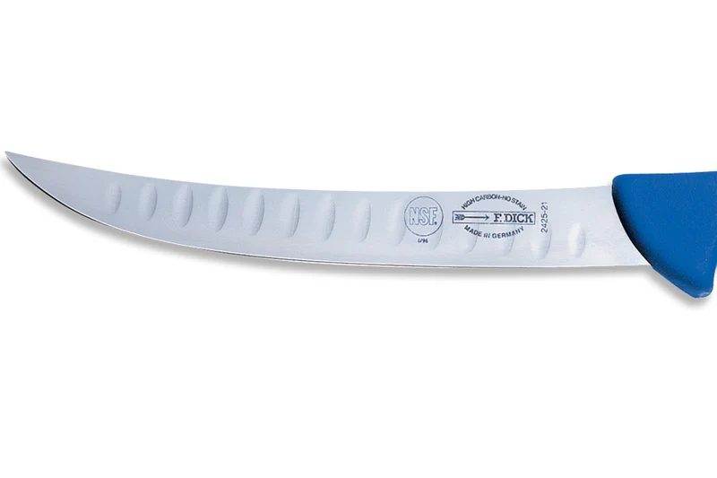 Couteau de boucher Dick Ergogrip lame alvéolée 26cm manche bleu