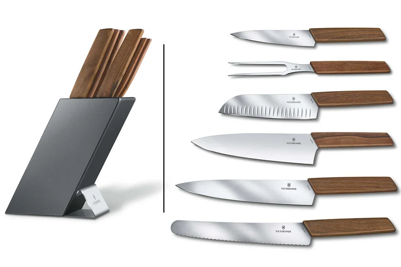 Bloc 6 couteaux de cuisine Victorinox Swiss Modern manches noyer