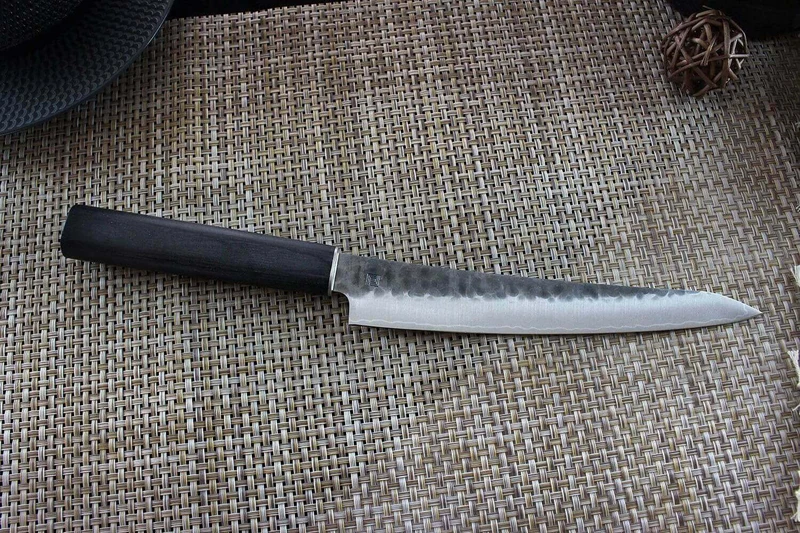 Couteau sujihiki japonais Shizu Hamono Yamato martelé 20cm manche sombre