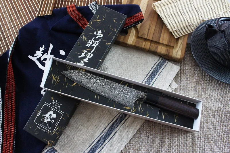 Couteau de chef japonais artisanal Yoshimi Kato 18cm VG10 Nickel Damascus