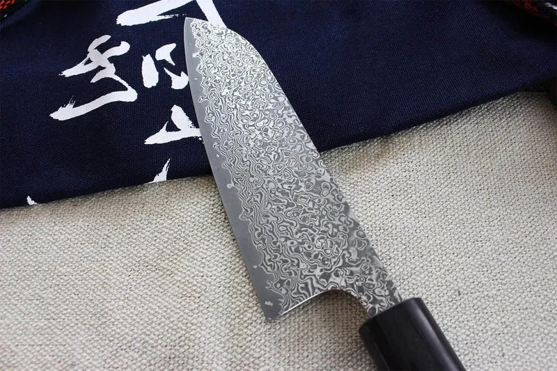 Couteau santoku japonais artisanal Yoshimi Kato 16.5cm VG10 Nickel Damascus
