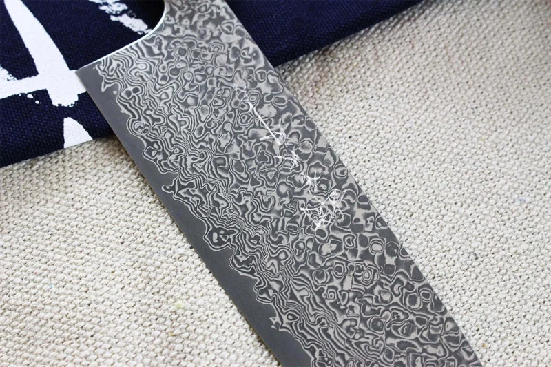 Couteau santoku japonais artisanal Yoshimi Kato 16.5cm VG10 Nickel Damascus