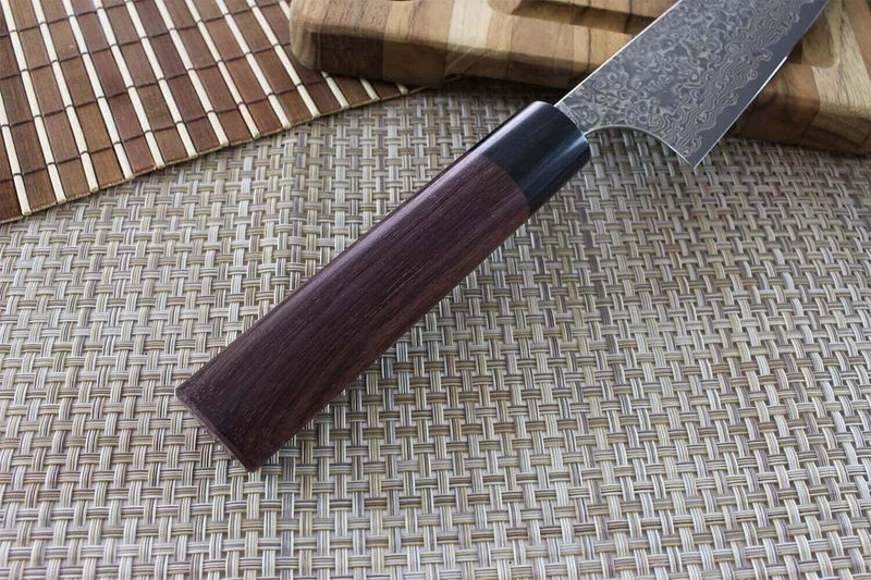 Couteau santoku japonais artisanal Yoshimi Kato 16.5cm VG10 Nickel Damascus
