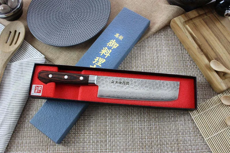 Couteau usuba japonais Kikusui Tsuchime damas 33 couches 17cm