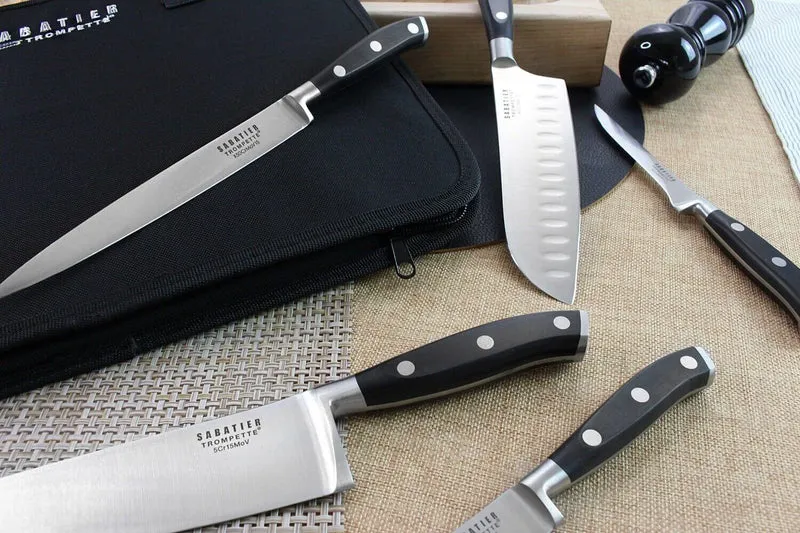 Mallette extra plate 5 couteaux de cuisine Sabatier Trompette Vulcano