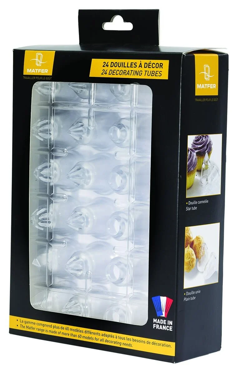 Boîte de 24 douilles choix du pâtissier Matfer en polycarbonate transparent